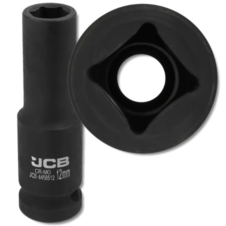 JCB NASADKA udarowa GŁĘBOKA 1/2" Cr-Mo 6-kątna 12mm KLUCZ NASADOWY