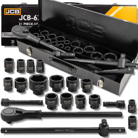 JCB Zestaw NARZĘDZI udarowych 3/4" Cr-Mo 6-kątnych 21 ELEMENTÓW 17-50mm