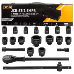 JCB Zestaw NARZĘDZI udarowych 3/4" Cr-Mo 6-kątnych 21 ELEMENTÓW 17-50mm