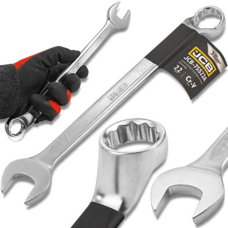 JCB Klucz PŁASKO-OCZKOWY odgięty o 75 STOPNI 22mm STAL CR-V dwustronny