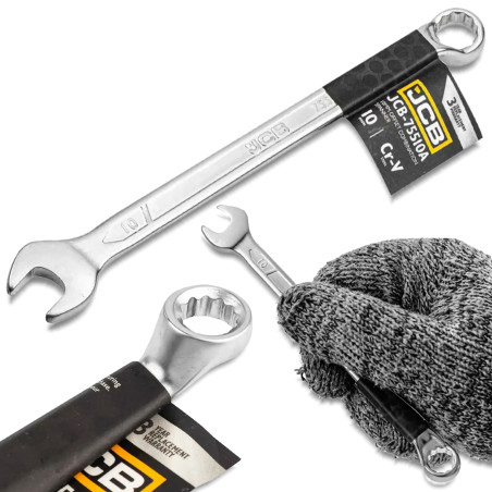JCB Klucz PŁASKO-OCZKOWY odgięty o 75 STOPNI 10mm STAL CR-V dwustronny