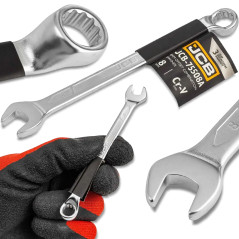 JCB Klucz PŁASKO-OCZKOWY odgięty o 75 STOPNI 8mm STAL CR-V dwustronny