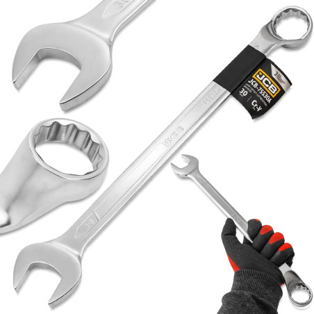 JCB Klucz PŁASKO-OCZKOWY odgięty o 75 STOPNI 30mm STAL CR-V dwustronny