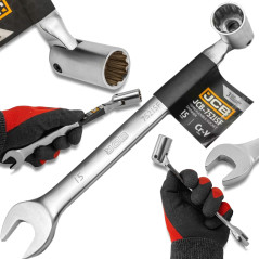 JCB Klucz PŁASKO-NASADOWY 2-stronny z PRZEGUBEM 15mm stal Cr-V