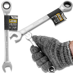 JCB Klucz PŁASKO-OCZKOWY z GRZECHOTKĄ 2-stronny 12mm Cr-V 12-KĄTNY