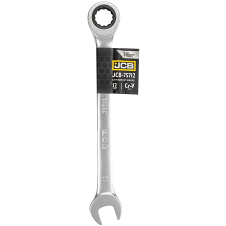 JCB Klucz PŁASKO-OCZKOWY z GRZECHOTKĄ 2-stronny 12mm Cr-V 12-KĄTNY