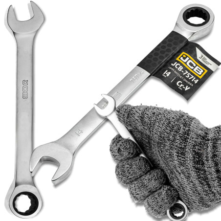 JCB Klucz PŁASKO-OCZKOWY z GRZECHOTKĄ 2-stronny 14mm Cr-V 12-KĄTNY
