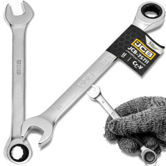 JCB Klucz PŁASKO-OCZKOWY z GRZECHOTKĄ 2-stronny 11mm Cr-V 12-KĄTNY