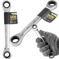JCB Klucz OCZKOWY dwustronny z GRZECHOTKĄ 16x17mm Cr-V 12-KĄTNY