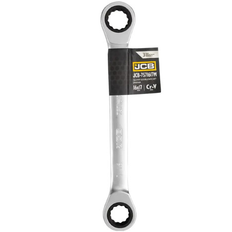 JCB Klucz OCZKOWY dwustronny z GRZECHOTKĄ 16x17mm Cr-V 12-KĄTNY