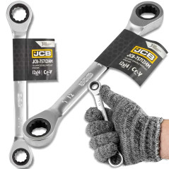 JCB Klucz OCZKOWY dwustronny z GRZECHOTKĄ 12x14mm Cr-V 12-KĄTNY