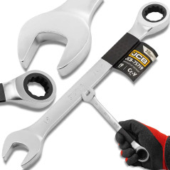 JCB Klucz PŁASKO-OCZKOWY z GRZECHOTKĄ krótki 2-stronny 19mm Cr-V 12-KĄTNY