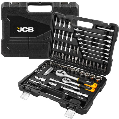 JCB Zestaw NARZĘDZI 82 elementy 1/4" i 3/8" 6-kątnych 4-22mm STAL CRV