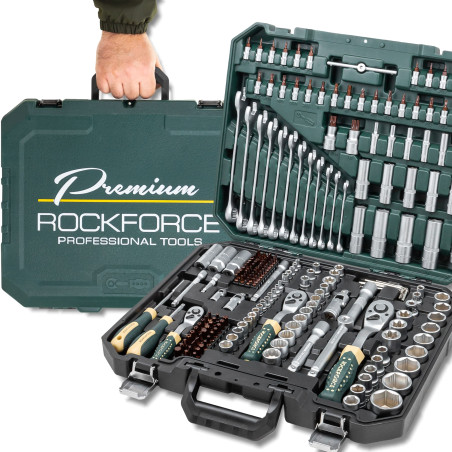 ROCKFORCE Zestaw narzędzi Premium Xi-on 216 elementów 3/8" 1/2" 4-32 mm