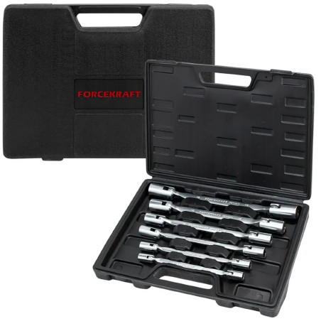 FORCEKRAFT Zestaw KLUCZY nasadowo-przegubowych 6 ELEMENTÓW 8-22mm + WALIZKA