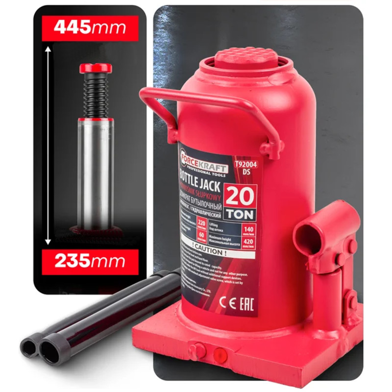 FORCEKRAFT Podnośnik HYDRAULICZNY słupkowy 20 TON lewarek BUTELKOWY