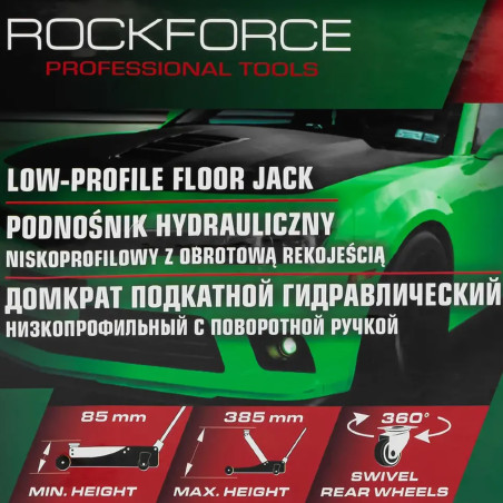 ROCKFORCE Podnośnik hydrauliczny 3 TONY typu Żaba NISKOPROFILOWY