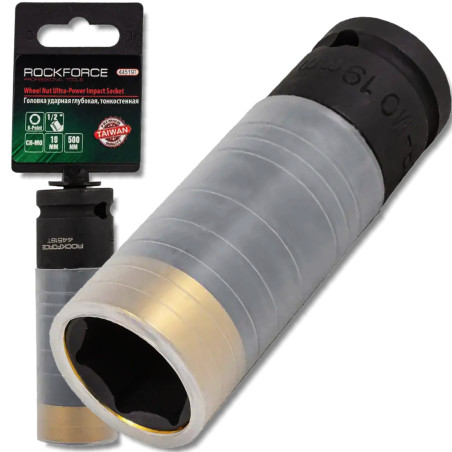 ROCKFORCE Nasadka UDAROWA 1/2" CIENKOŚCIOENNA głęboka z OSŁONĄ 19mm KLUCZ