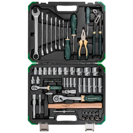 ROCKFORCE Zestaw NARZĘDZI 74 ELEMENTY 6-kątnych 1/4" 1/2" stal CRV komplet