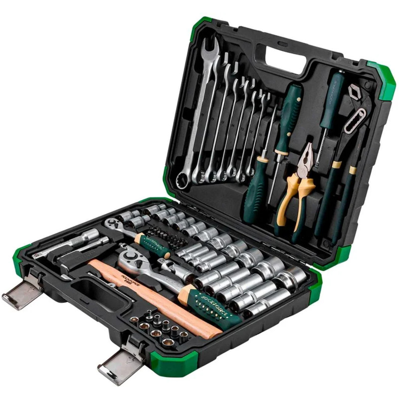 ROCKFORCE Zestaw NARZĘDZI 74 ELEMENTY 6-kątnych 1/4" 1/2" stal CRV komplet