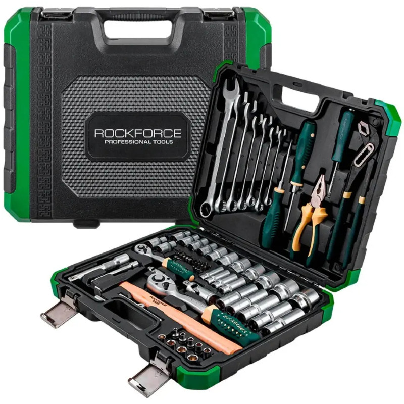 ROCKFORCE Zestaw NARZĘDZI 74 ELEMENTY 6-kątnych 1/4" 1/2" stal CRV komplet