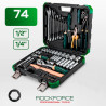 ROCKFORCE Zestaw NARZĘDZI 74 ELEMENTY 6-kątnych 1/4" 1/2" stal CRV komplet