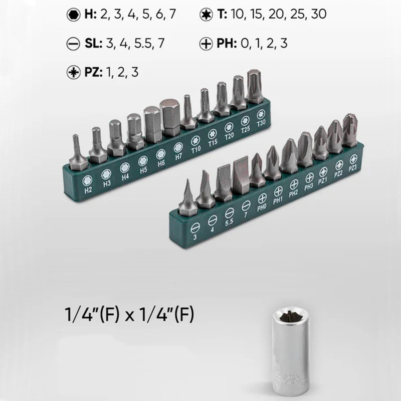 ROCKFORCE Zestaw NARZĘDZI 74 ELEMENTY 6-kątnych 1/4" 1/2" stal CRV komplet