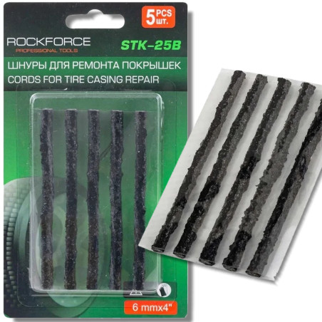 ROCKFORCE Zestaw 5 sztuk SZNURÓW do naprawy OPON komplet 6x100mm