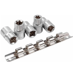 ROCKFORCE Zestaw NASADEK 1/2" profil E komplet 5 ELEMENTÓW stal Cr-V listwa