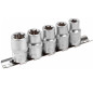 ROCKFORCE Zestaw NASADEK 1/2" profil E komplet 5 ELEMENTÓW stal Cr-V listwa