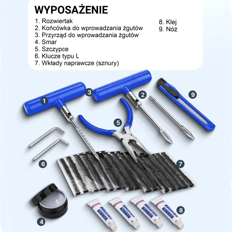 ROCKFORCE Zestaw NAPRAWCZY do OPON 45 ELEMENTY komplet