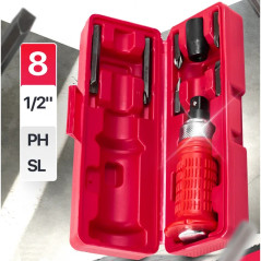 FORCEKRAFT Wkrętak UDAROWY 1/2" z ZESTAWEM bitów i ADAPTEREM 8 ELEMENTÓW