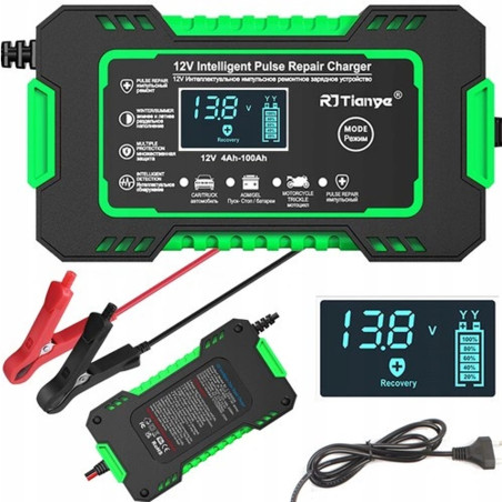 ROCKFORCE Prostownik ŁADOWARKA do AKUMULATORA samochodowego LCD 12V 6A