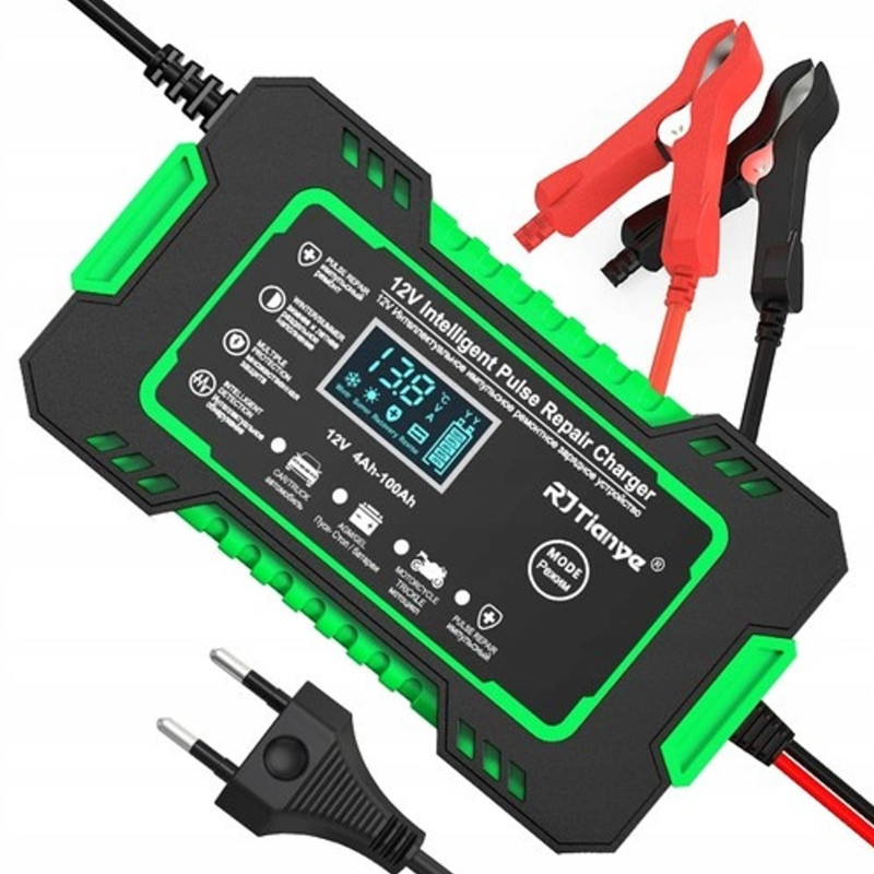 ROCKFORCE Prostownik ŁADOWARKA do AKUMULATORA samochodowego LCD 12V 6A