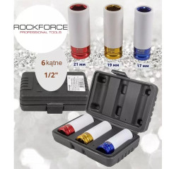 ROCKFORCE Zestaw NASADEK udarowych 1/2" do ALUFELG komplet 3 ELEMENTÓW 6kąt