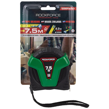 ROCKFORCE Taśma MIERNICZA zwijana METRÓWKA 7.5m x 27mm SZEROKA