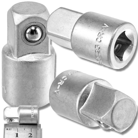 ROCKFORCE Adapter 1/4"(F)x3/8"(M) stal CR-V blokada KULKOWA