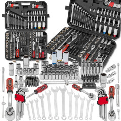 FORCEKRAFT Zestaw narzędzi 222 ELEMENTY stal CrV DUŻY komplet 1/4" 3/8" 1/2"