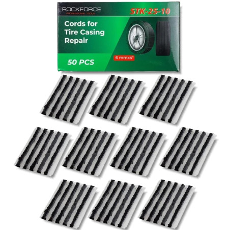 ROCKFORCE Sznury do NAPRAWY OPON zestaw 50 SZTUK komplet 6x4 mm 10MM
