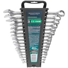ROCKFORCE Zestaw kluczy płasko - oczkowych 16 elementów 6-19, 22, 24 mm