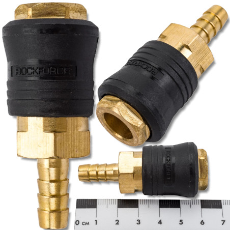 ROCKFORCE Szybkozłącze PNEUMATYCZNE z ZAWOREM jodełka 8mm ONE TOUCH