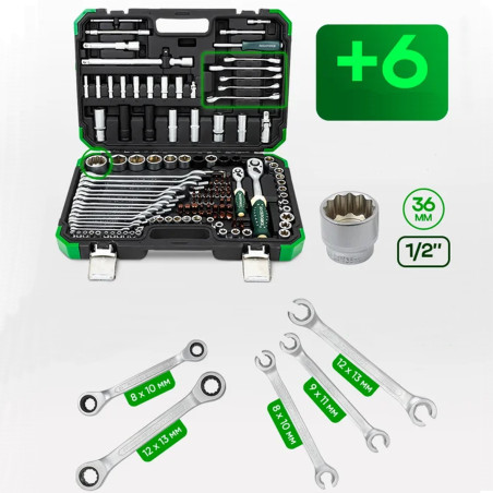 ROCKFORCE Zestaw NARZĘDZI 125 + 6 ELEMENTÓW komplet PREMIUM Cr-Mo CrV