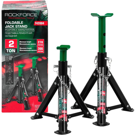 ROCKFORCE Kobyłki PODSTAWKI podpory SAMOCHODOWE składane 2 TONY Zestaw 278-366mm
