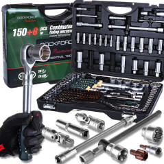 ROCKFORCE Zestaw NARZĘDZI 150 + 6 ELEMENTÓW komplet PREMIUM Cr-Mo CrV