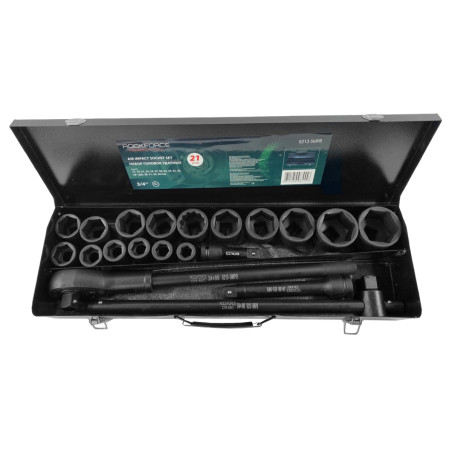 ROCKFORCE Zestaw NARZĘDZI udarowych 21 ELEMENTÓW 3/4"  6-kątnych 17-50mm