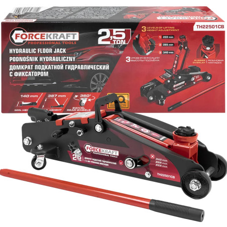 Podnośnik Samochodowy Hydrauliczny Żaba 2.5 T 140-387 mm lewarek Forcekraft