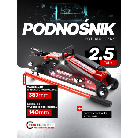 FORCEKRAFT Podnośnik WARSZTATOWY hydrauliczny LEWAREK żaba 2,5 TONY 140-387