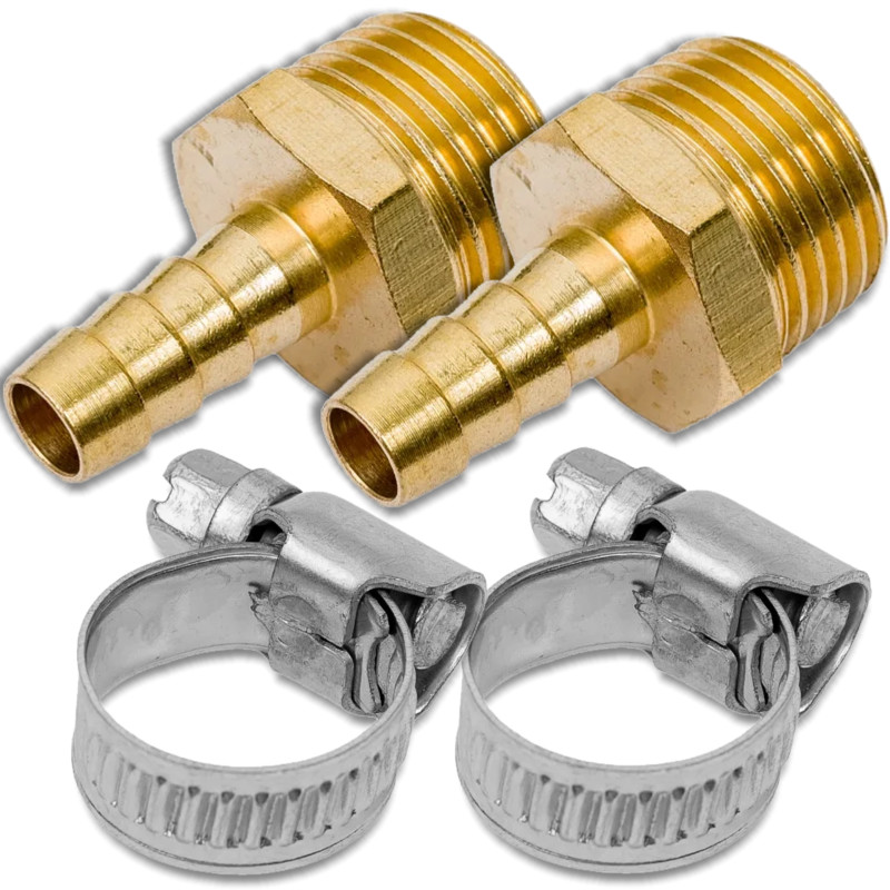 ROCKFORCE Króciec PNEUMATYCZNY gwint ZEWN 1/2" JODEŁKA 8mm 2 SZT + opaski ROCKFORCE Króciec PNEUMATYCZNY gwint ZEWN 1/2" JODEŁKA 8mm 2 SZT + opaski