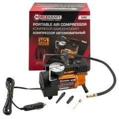 Kompresor samochodowy, sprężarka tłokowa 12V (30l/min, 3 końcówki) FK-580