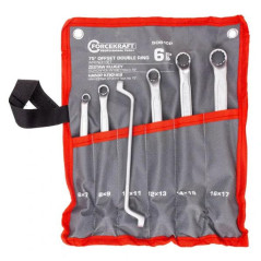 Zestaw 6 kluczy oczkowych odgiętych 6 - 17 mm 75° CR-V Pokrowiec Forcekraft